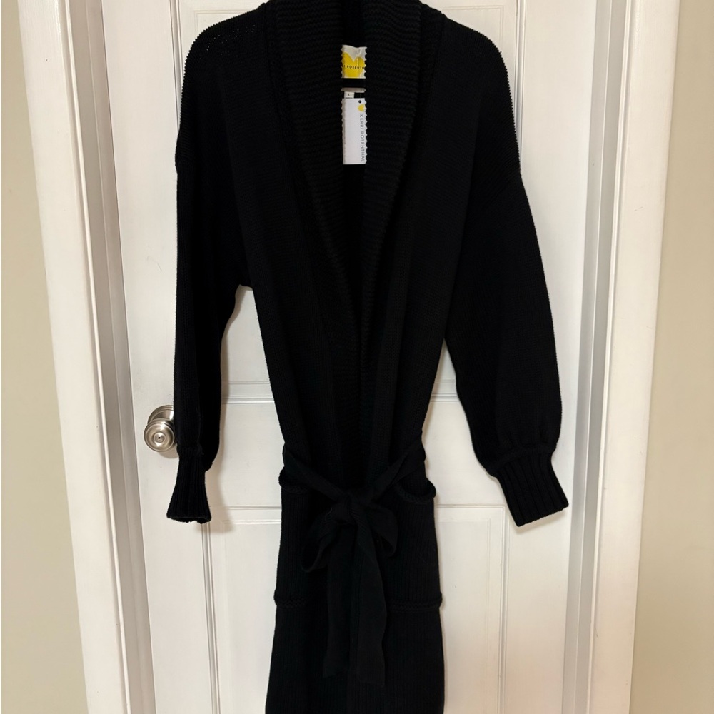 Kerri Rosenthal Black Knit Cotton Duster